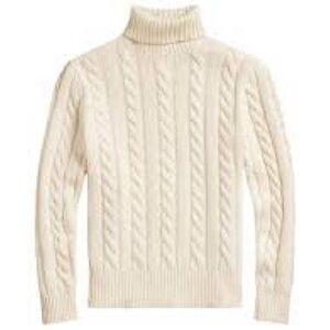 Ralph Lauren Cream Cable Turtleneck Sweater